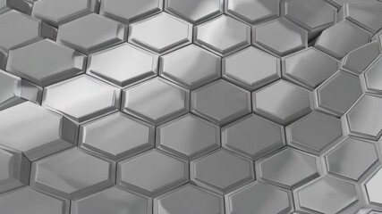 Poster - Metallic honeycomb grid rotating under moving light