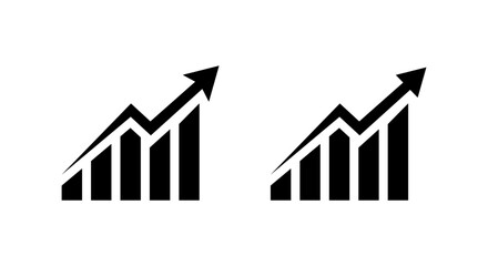 Poster - Sharp upward bar chart icon. Business growth and success trend symbol