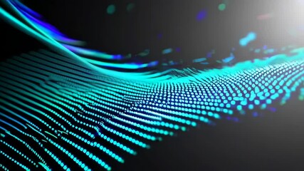 Aufkleber - Abstract cyan particles flowing on dark background