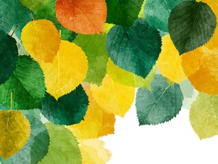 Wall Mural - An abstract watercolor painting shows a close up of overlapping colorful leaves for an artistic background.