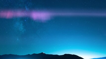 Wall Mural - Milky Way Galaxy Aurora Stellar Serenade Over Mountains Loop
