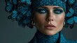 © Narongsag - Close up portrait of a woman with blue butterfly inspired headwear and makeup