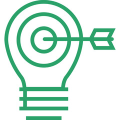 Poster - Green lightbulb with target and arrow symbolizing successful idea generation and goal achievement
