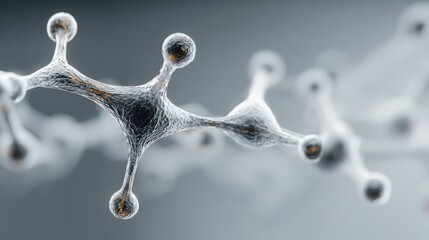 Poster - Abstract concept of molecule with droplet representing molecular structure and scientific research in technology