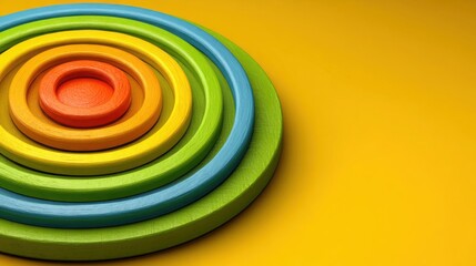 Poster - Colorful wooden toy representing business agility radar concept with circular design indicating progress and innovation