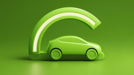 Poster - Green car symbolizing carbon emission reduction metrics in a modern environmental graphic concept design