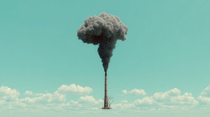 Poster - Industrial smokestack in the sky symbolizing carbon emission disclosure and environmental impact assessment