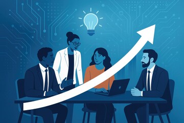 Poster - Diverse team collaborates on business growth with innovative ideas collaboration
