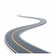 © SA7 - A winding road curves and disappears into the distance, isolated on white.