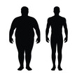 ©  Vector art Design - Silhouette comparison of an overweight person and a fit person side by side