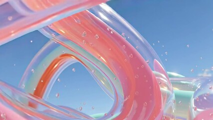 Aufkleber - Abstract Pastel Rings Animation Translucent Swirls Against Blue Sky