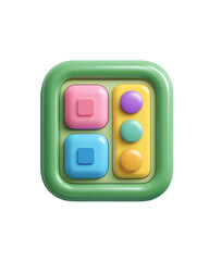 Poster - Colorful 3D Square Button with Pastel Buttons on Transparent Background, PNG