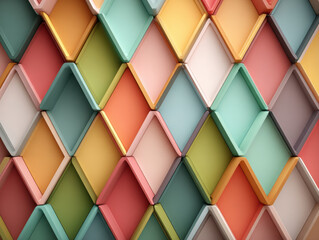 Poster - Pastel Colored Rhombus Pattern - Abstract Geometric Background Texture