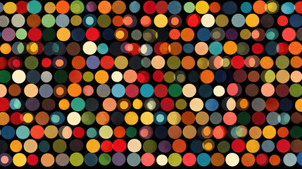 Poster - Abstract Pattern of Colorful Polka Dots on Black Background