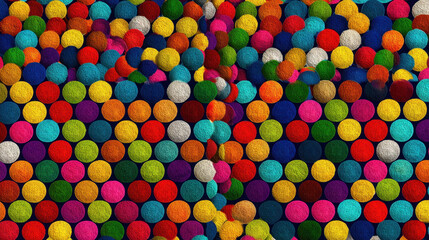 Poster - Dense Multicolored Pom Pom Background with Textured Surface