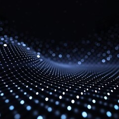 Poster - Abstract Blue and White Glowing Particle Wave Background