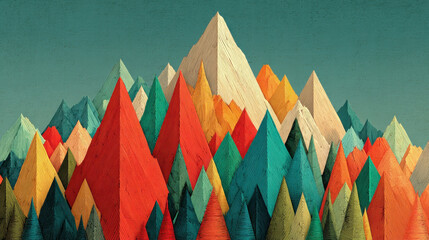 Poster - Geometric Mountain Range with Vibrant Colors