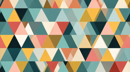 Poster - Geometric Triangle Pattern Background in Retro Colors