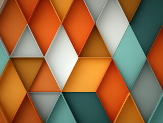 Poster - Modern Geometric Pattern: Orange, Teal, and White Diamonds