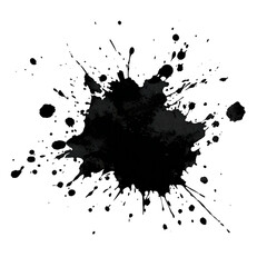 Poster - Black ink splash isolated on transparent background