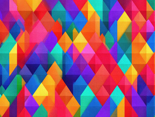 Poster - Vibrant Abstract Triangle Geometric Pattern Background - Rainbow Colors