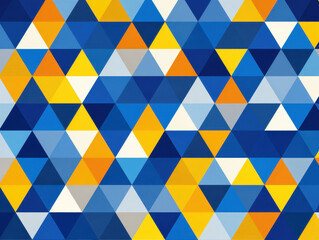 Poster - Blue, Yellow, and Orange Triangle Pattern - Abstract Geometric Design