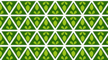 Poster - Green Floral Triangle Pattern - Nature Inspired Geometric Design