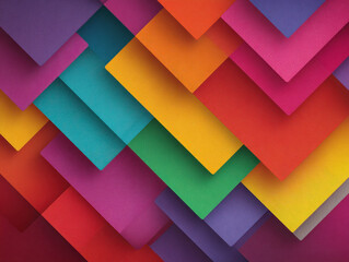 Poster - Colorful Geometric Abstract Background with Layered Squares and Shadows