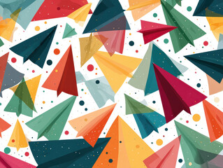 Poster - Playful Paper Airplane Pattern - Colorful and Whimsical Background