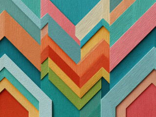 Poster - Textured Chevron Pattern with Colorful Retro Design Background