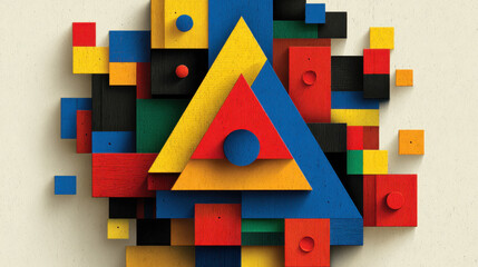 Poster - Colorful Abstract Geometric Composition: Modern Art Triangle and Arrangement