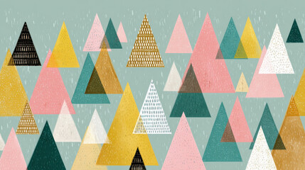 Poster - Abstract Triangle Pattern with Textured Details in Pastel Colors
