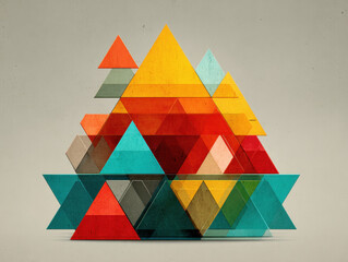 Poster - Abstract Geometric Triangles: Vibrant Layered Design on Textured Background