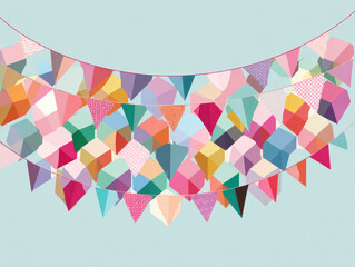 Poster - Festive Geometric Banner: Colorful Triangle Party Decorations
