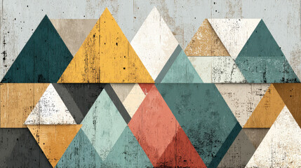 Poster - Distressed Geometric Triangle Pattern: Textured Abstract Background