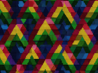 Aufkleber - Abstract Triangle Pattern, Geometric Retro Background with Weave Texture