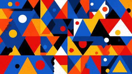 Poster - Bold Triangle and Circle Geometric Pattern. Vibrant Abstract Artwork.