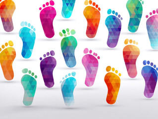 Poster - Geometric Rainbow Footprints Pattern: Abstract Pride Background