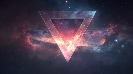 Poster - Nebula and Space Dust in a Triangle Frame, Abstract Design