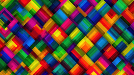 Poster - Abstract Geometric Mosaic: Colorful Diamonds in a Tiled Pattern