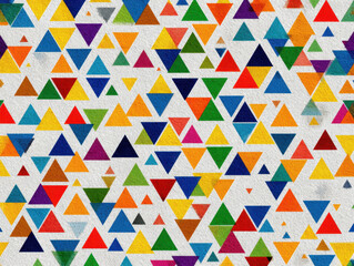 Aufkleber - Colorful Triangle Pattern on White: Abstract Geometric Background