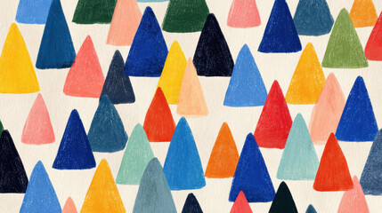Poster - Pastel Colored Triangle Pattern, Watercolor Inspired, Seamless Design
