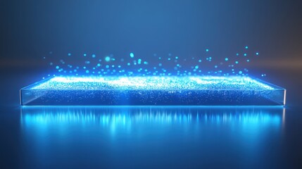 Poster - Abstract glowing blue platform digital art