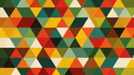 Poster - Retro Geometric Triangle Pattern - Colorful and Abstract Background