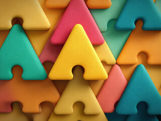 Poster - Pastel Triangle Puzzle Pieces, Conceptual Solution and Connection