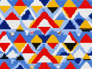 Poster - Colorful Geometric Pattern with Pixelated Texture