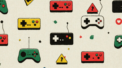 Poster - Retro Video Game Controller Pattern