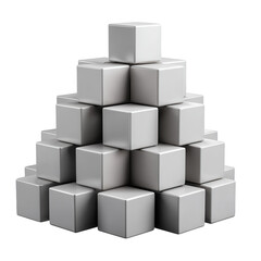 Poster - Stack of gray cubes isolated on transparent background