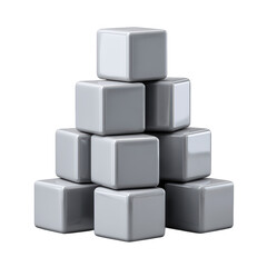 Poster - Stack of gray cubes isolated on transparent background