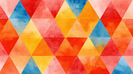 Poster - Vibrant Watercolor Diamond Pattern: Abstract Geometric Design